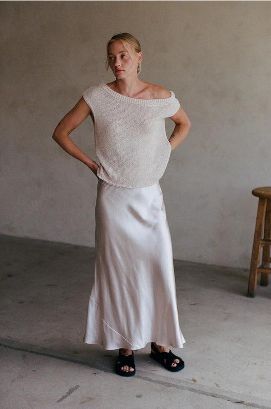 Woven Polyester Spandex Satin Maxi Skirt image 4