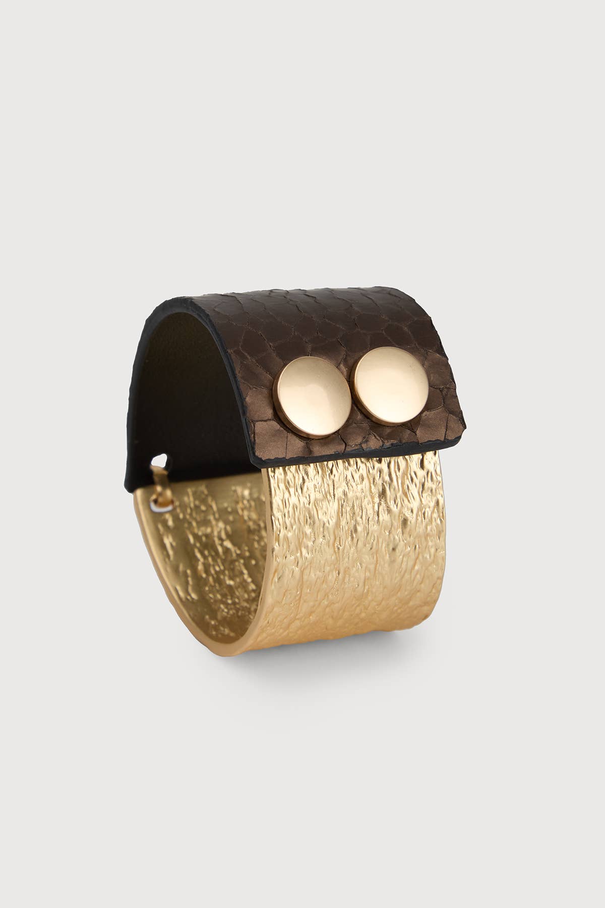 Textured Leather Bracelet: Gold