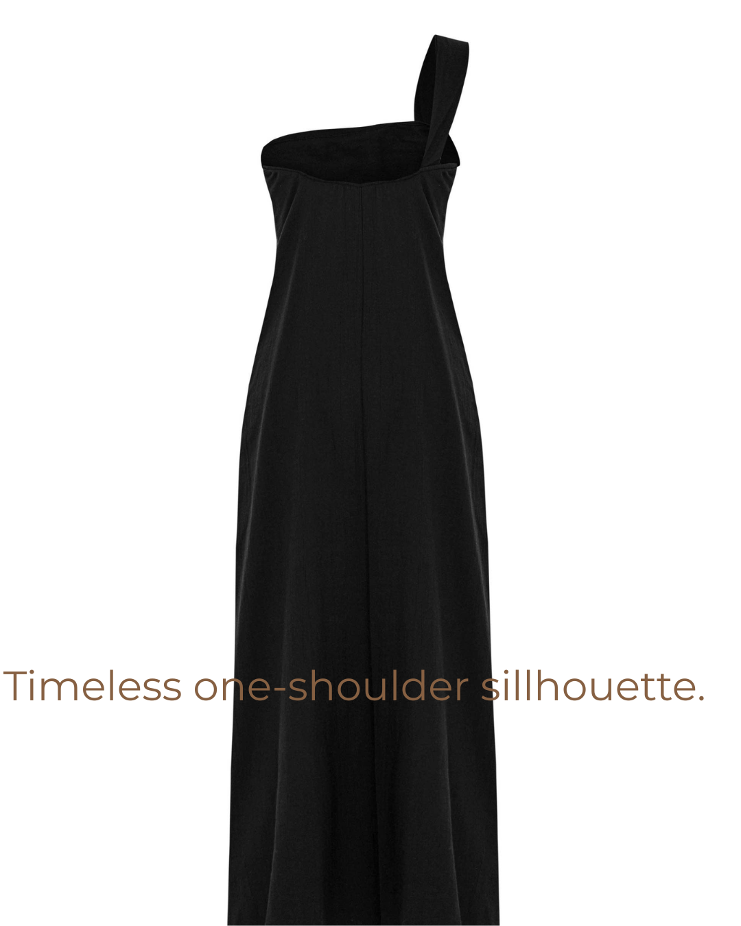 The Ischia One-Shoulder Maxi | Black Turkish Cotton Resort Maxi Dress