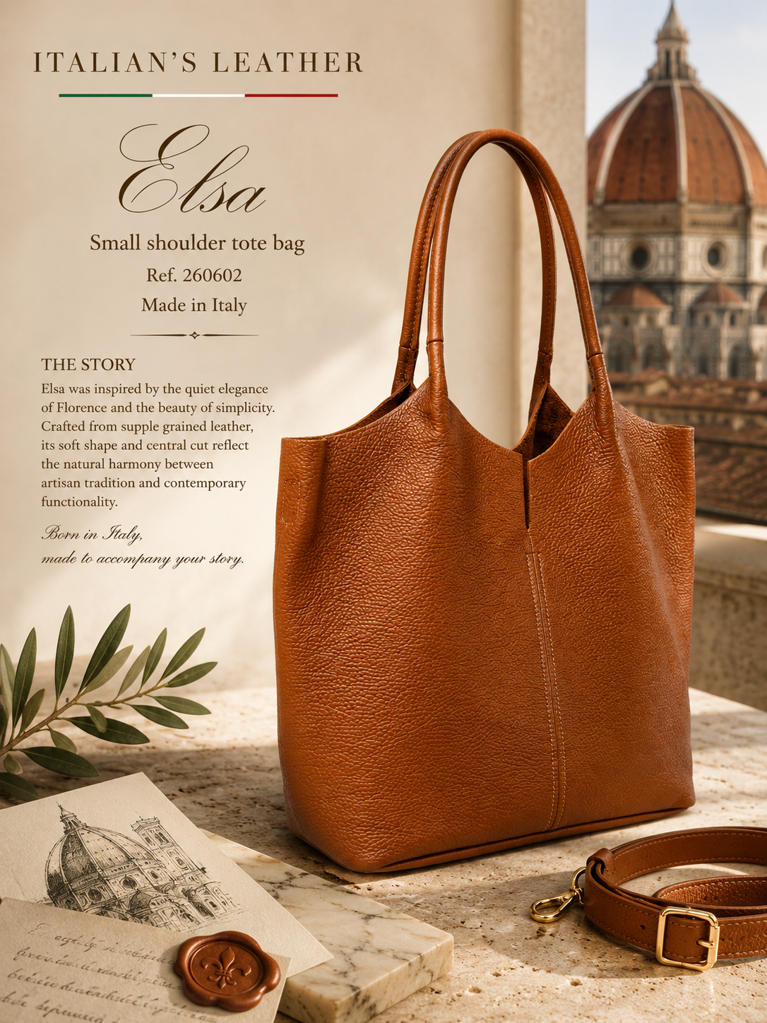 NERINA - Leather bag: Brown coffee