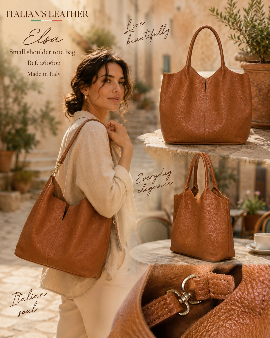 NERINA - Leather bag: Brown coffee