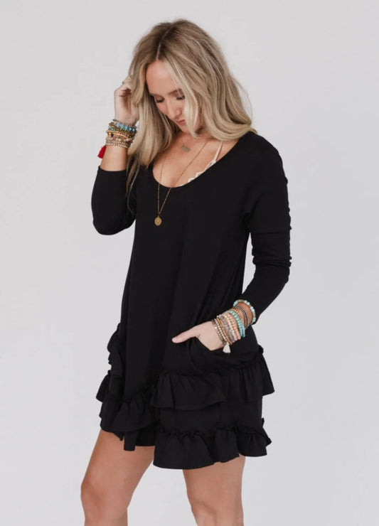 Constance Ruffle Hem Long Sleeve Dress image 1