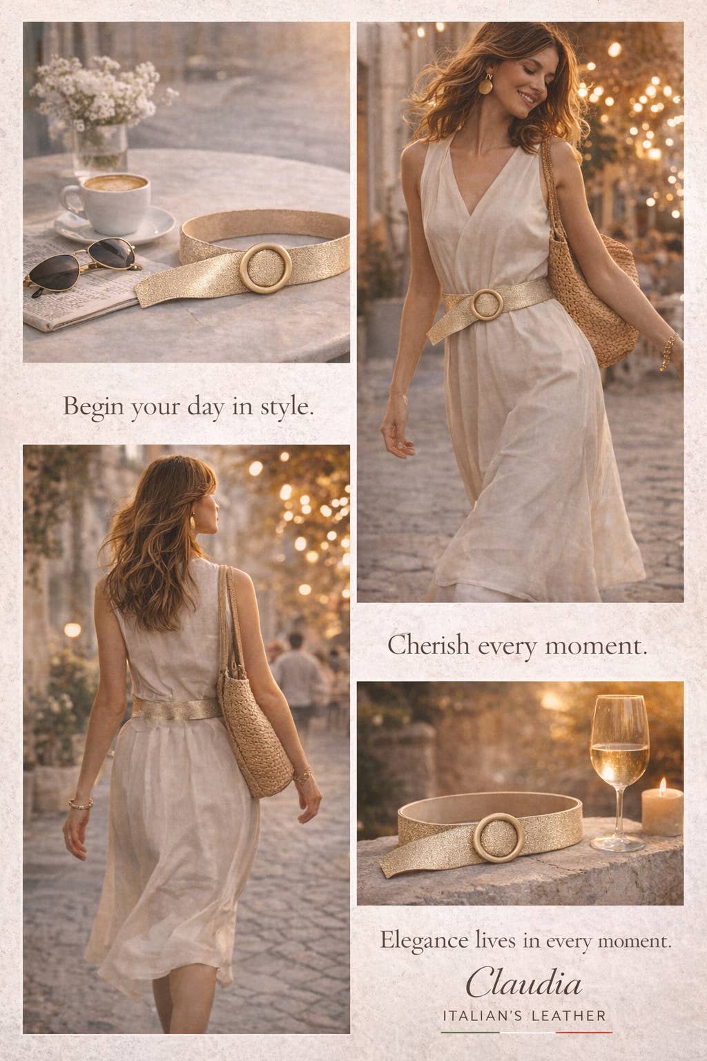 CLAUDIA - Leather belt 220218: Taupe