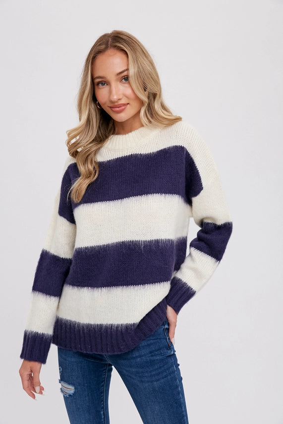 BELLA FUZZY STRIPE PULLOVER image 3