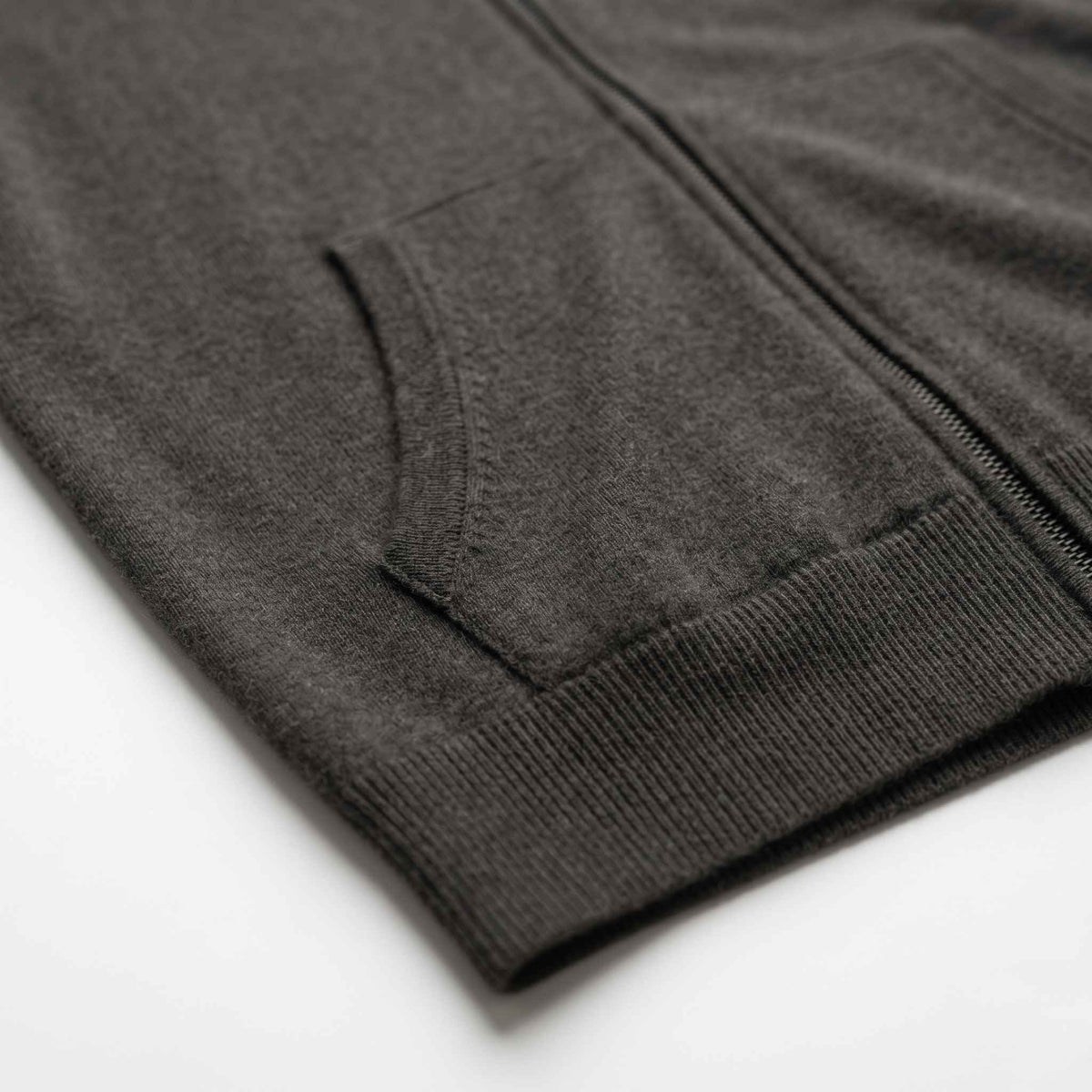 Women's Undyed Cashmere Zip Hoodie - Natural Melange: Dark Grey Melange / M
