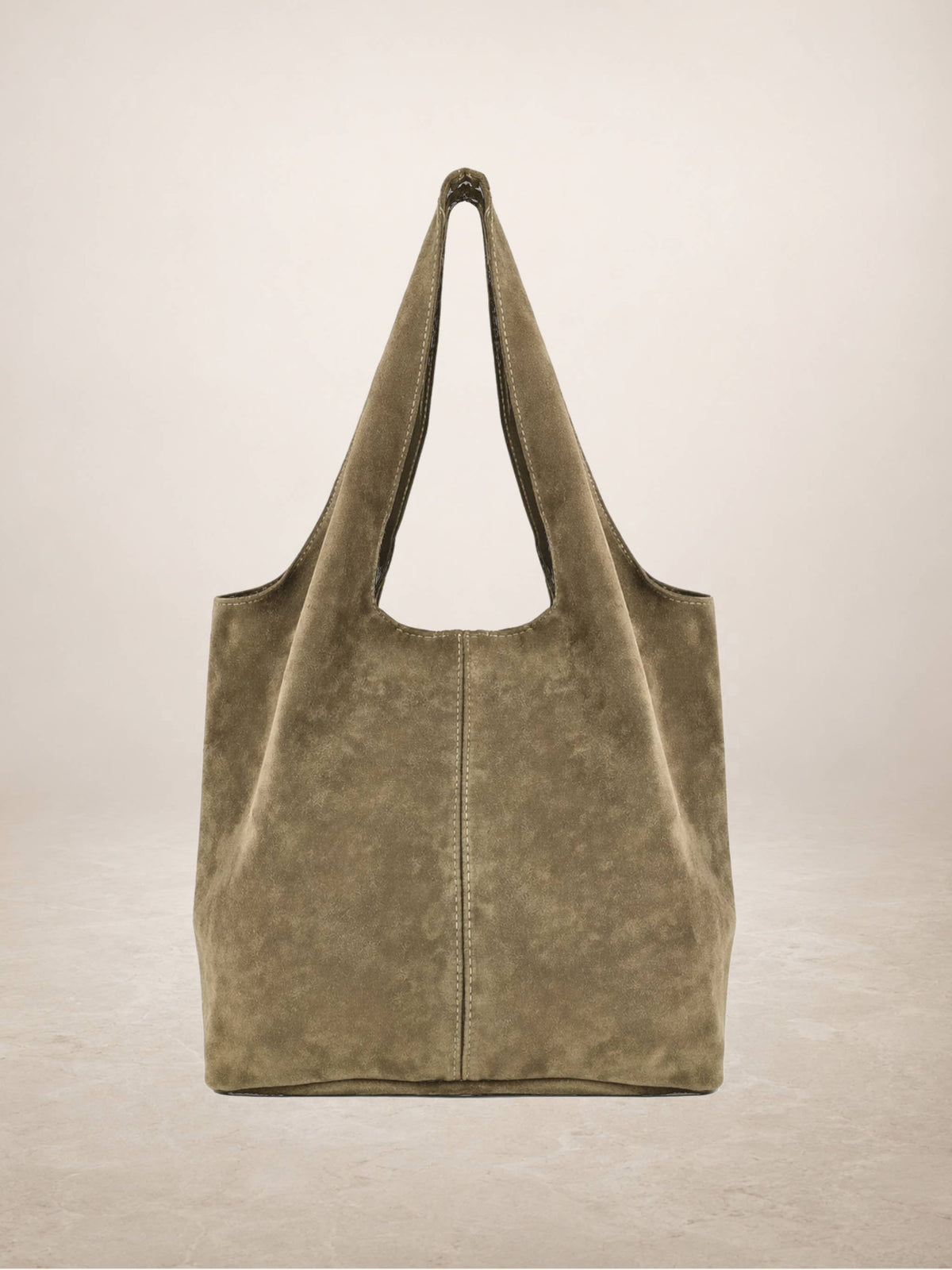 GIANNINA - Suede leather bag: Taupe oscuro