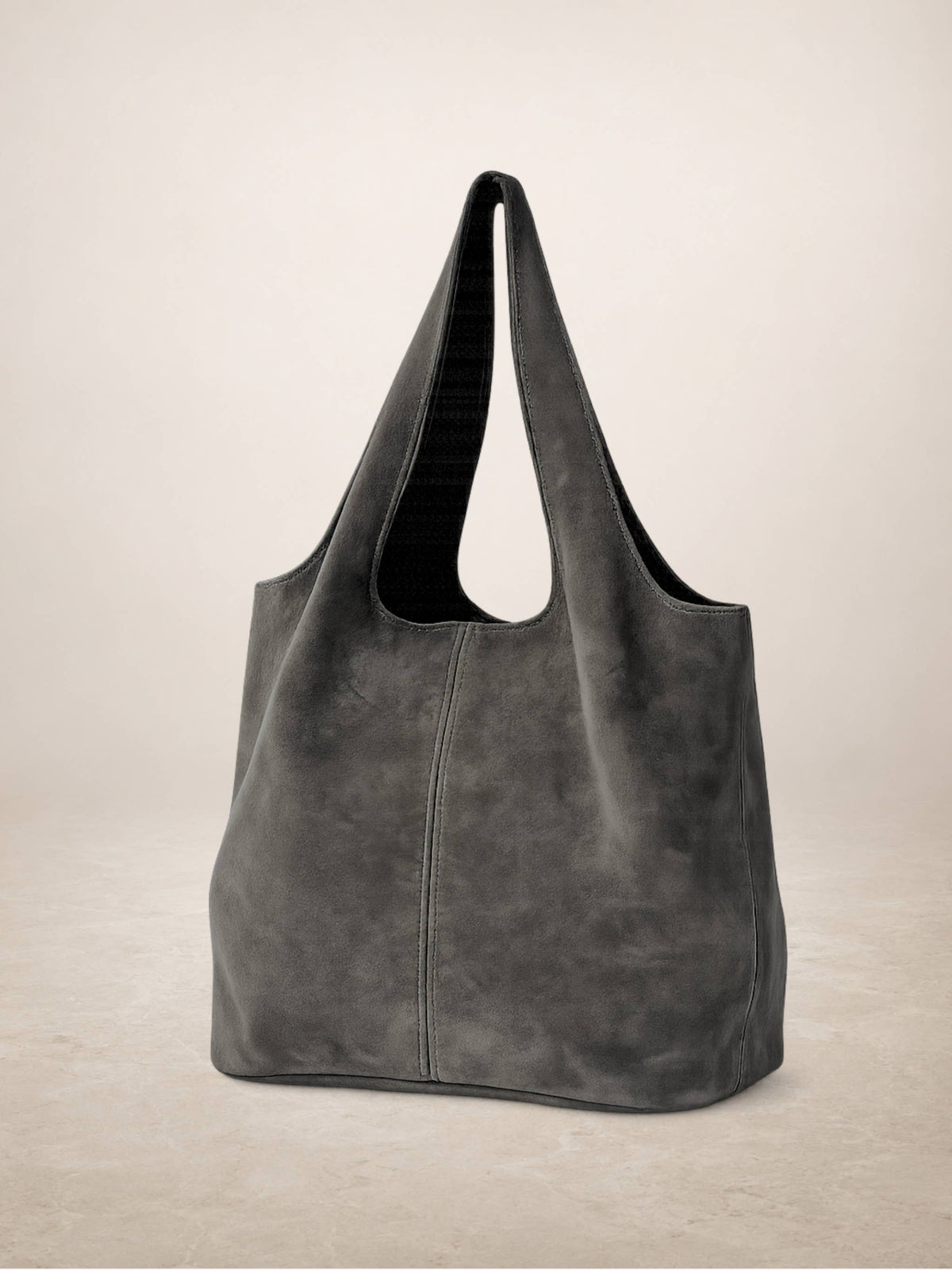 GIANNINA - Suede leather bag: Taupe oscuro