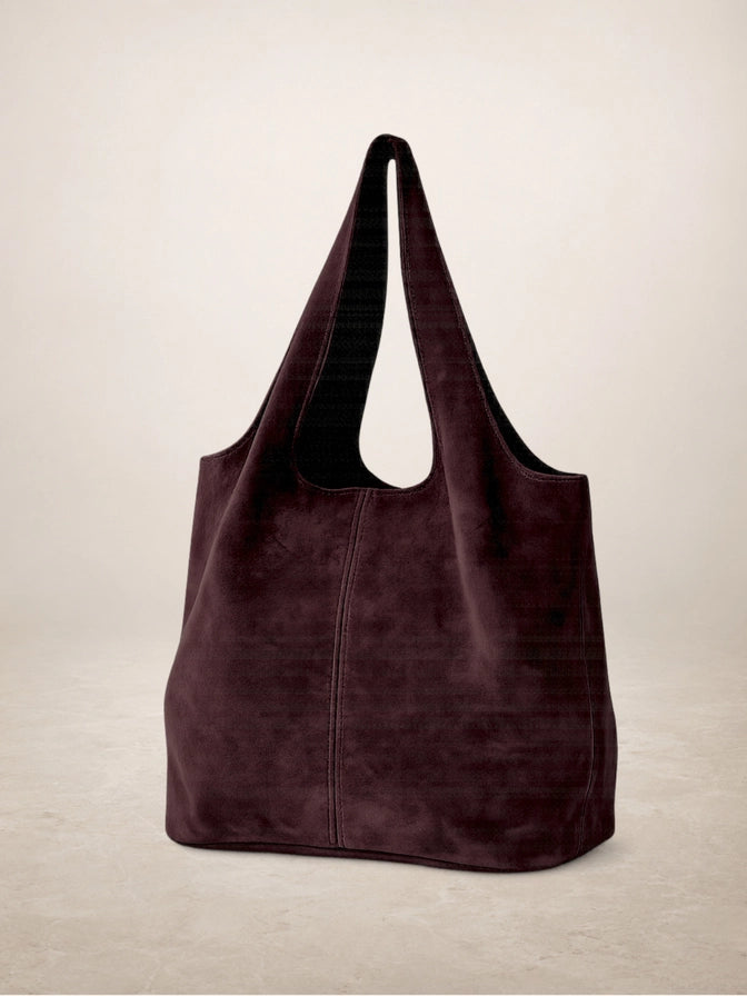 GIANNINA - Suede leather bag: Marron cafe