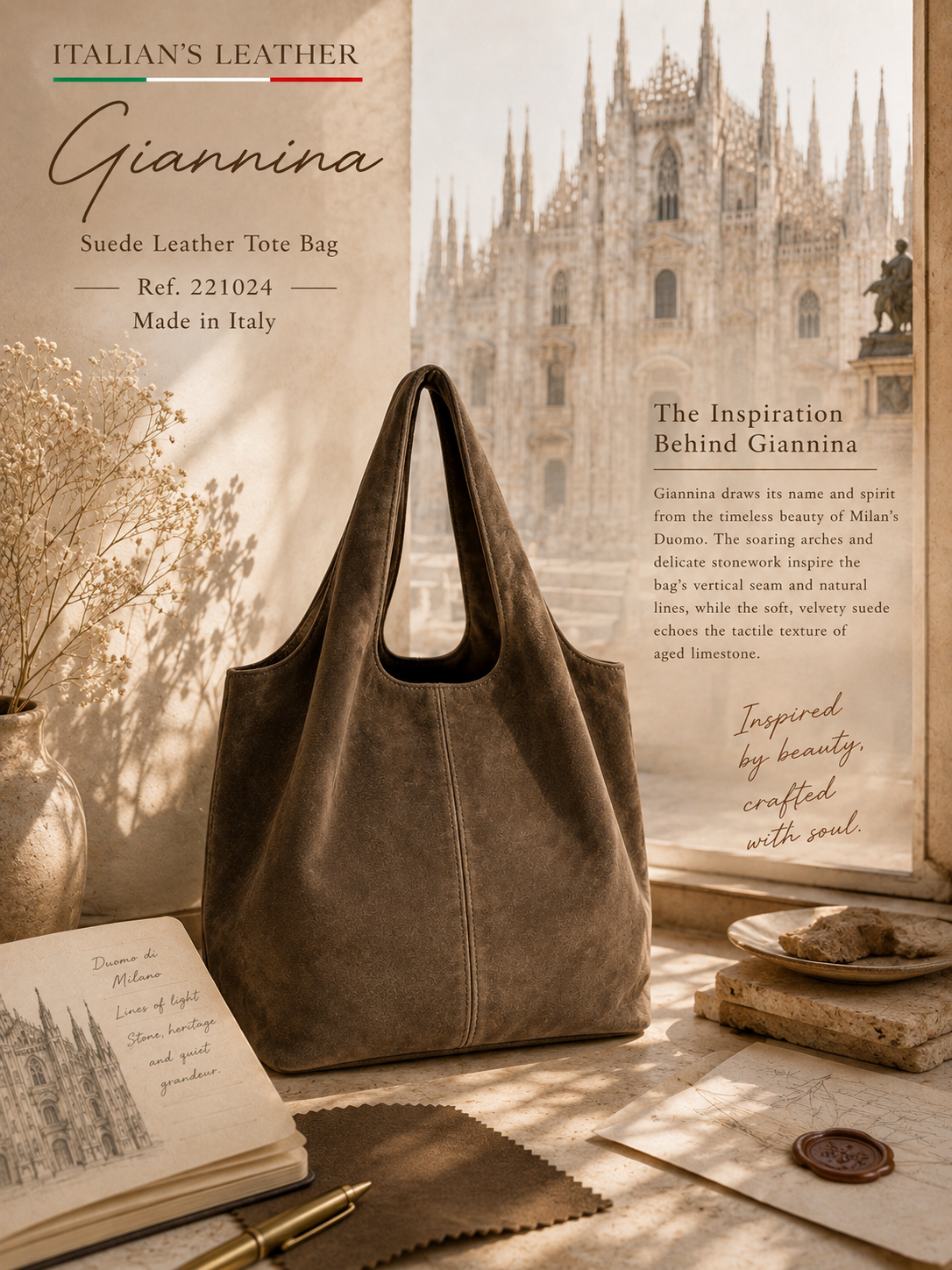 GIANNINA - Suede leather bag: Black