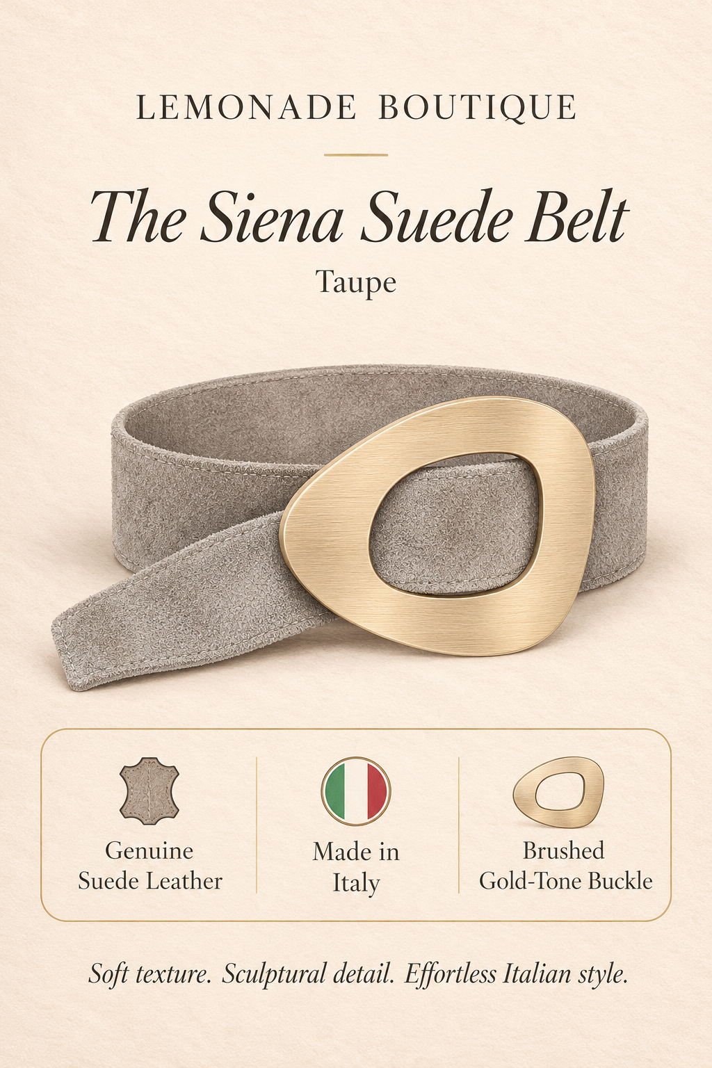 The Siena Suede Belt - Taupe