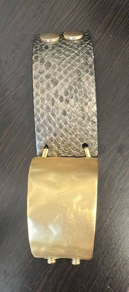 Textured Leather Bracelet: Gold