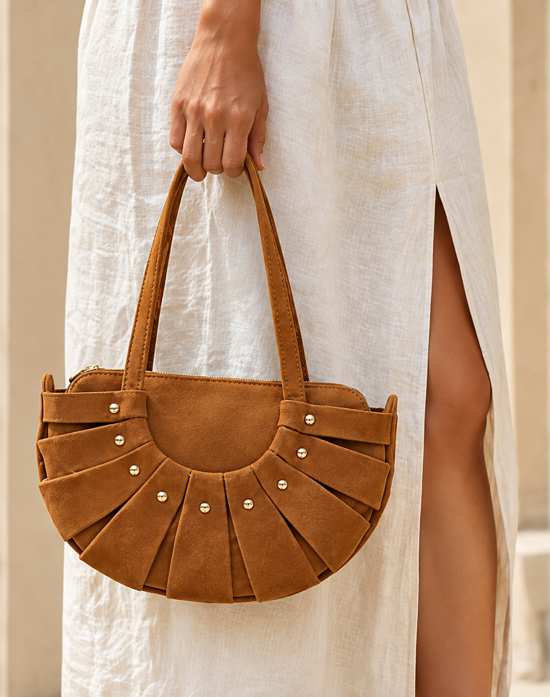 Sienna Suede Fan Shoulder Bag