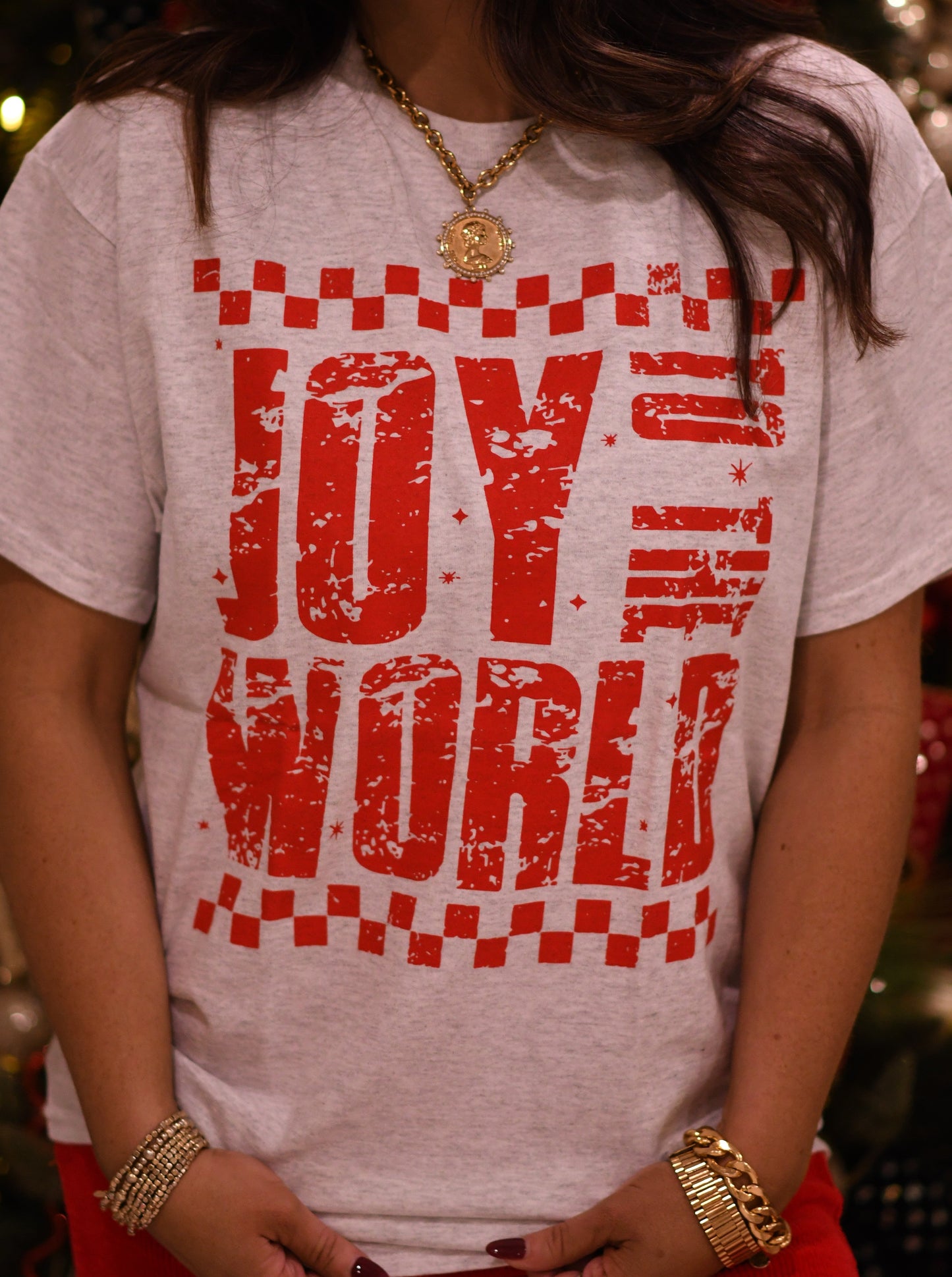 Checkered Joy To The World Tee