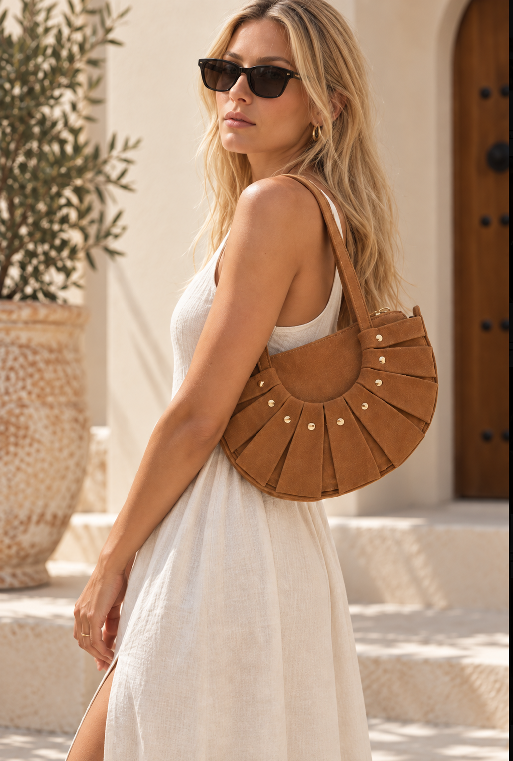 Sienna Suede Fan Shoulder Bag