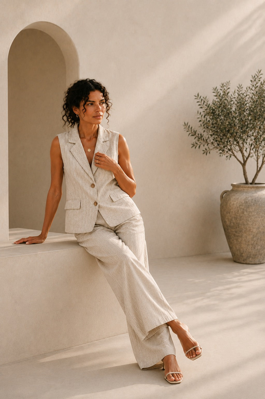 Positano Relaxed Linen Vest & Wide-Leg Pants Set | Made in Italy | Lemonade Boutique