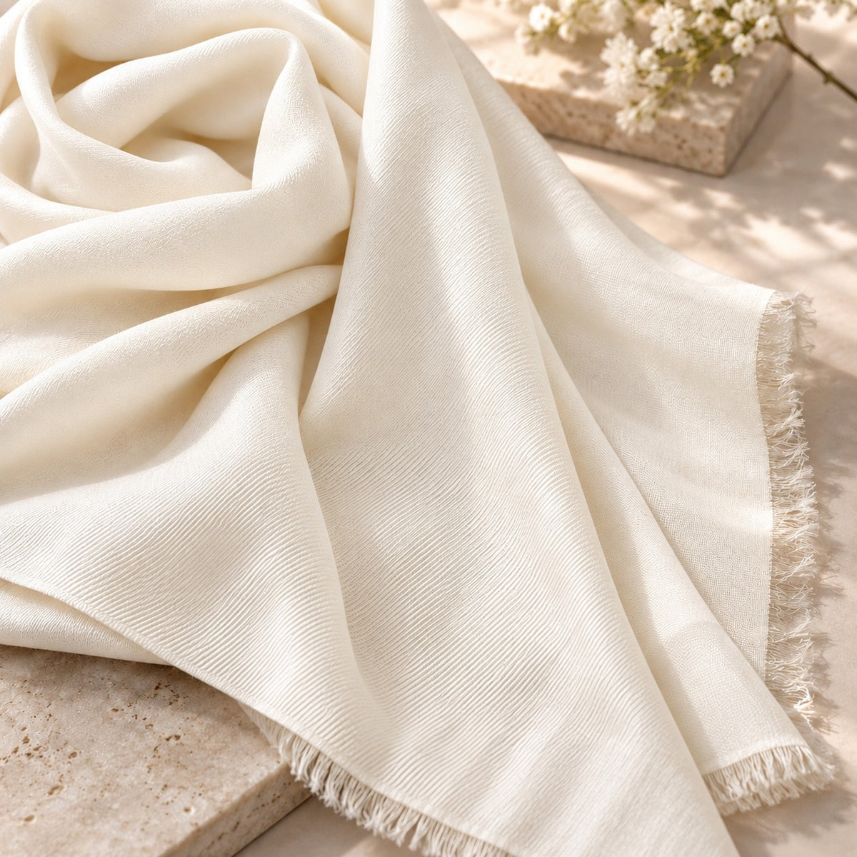 Cashmere & Silk Scarf — Ivory