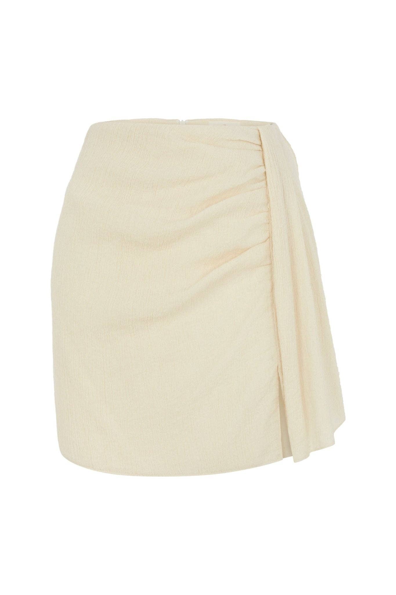 Bella Turkish Cotton Tie-Waist Mini Skirt —Natural / M-L
