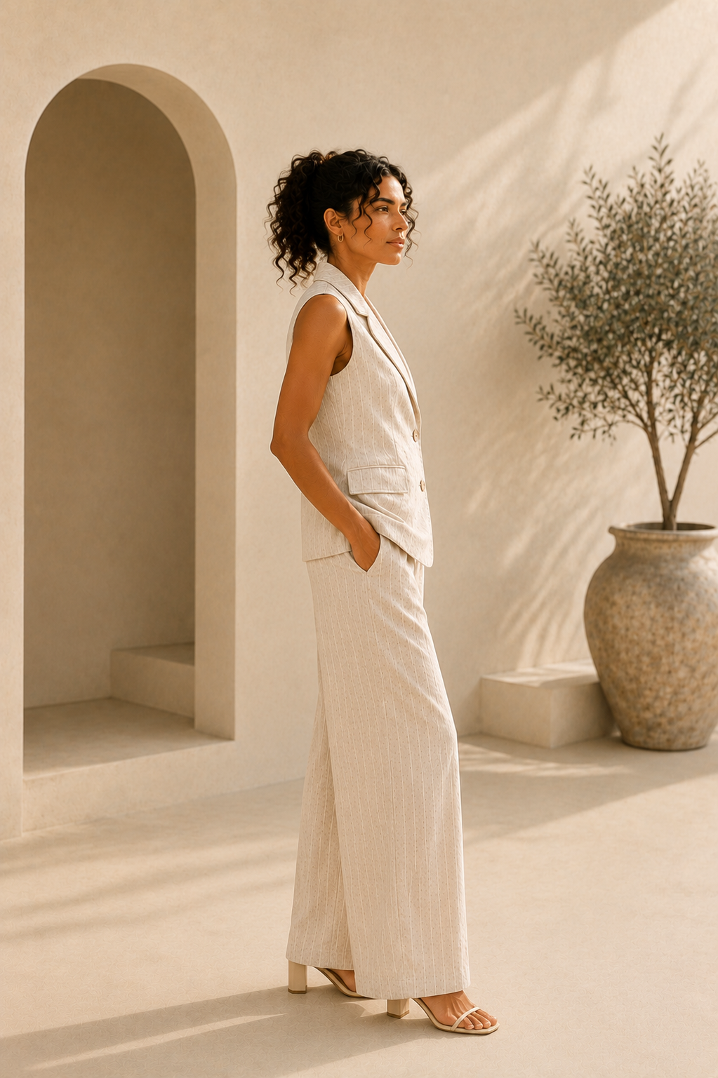 Positano Relaxed Linen Vest & Wide-Leg Pants Set | Made in Italy | Lemonade Boutique