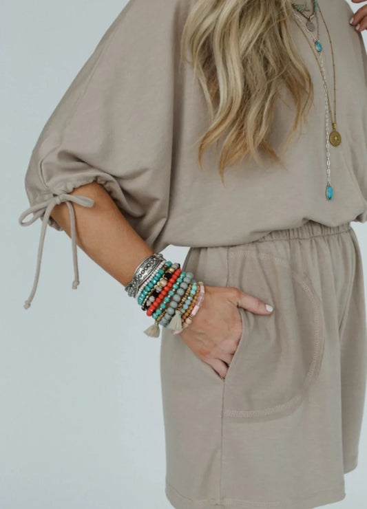 Carolina Comfy Romper - Taupe image 1