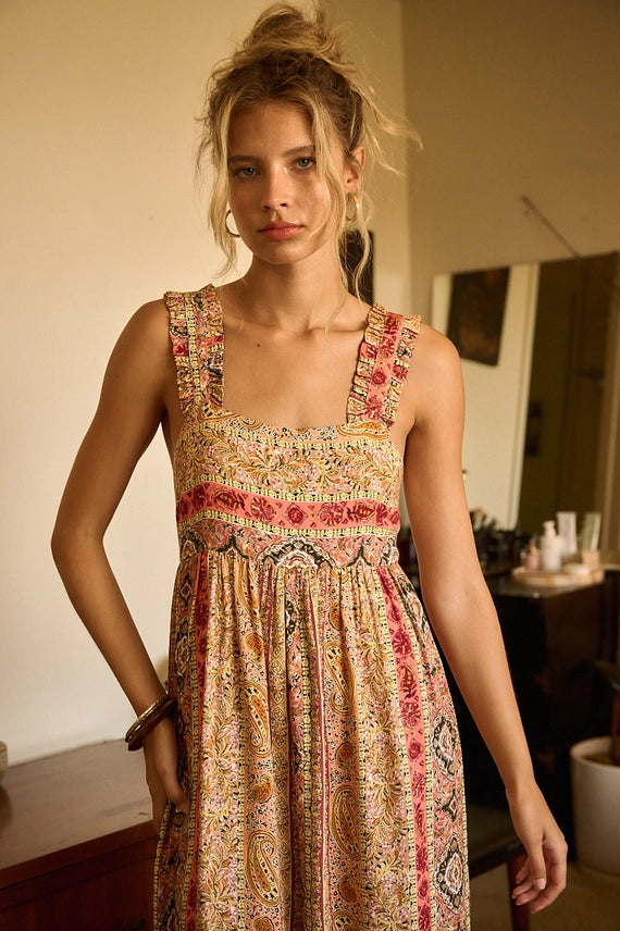 Boho Print Ruffle Strap Tie image 3