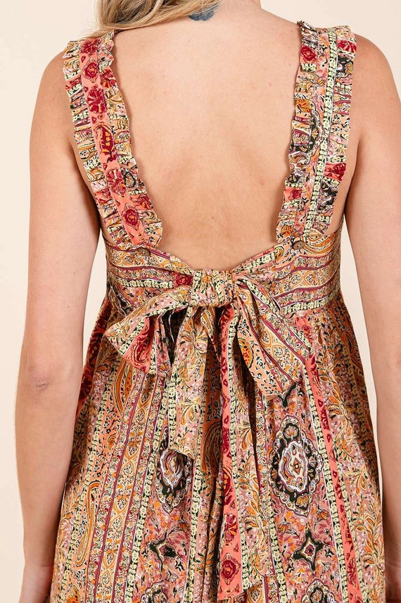 Boho Print Ruffle Strap Tie image 4