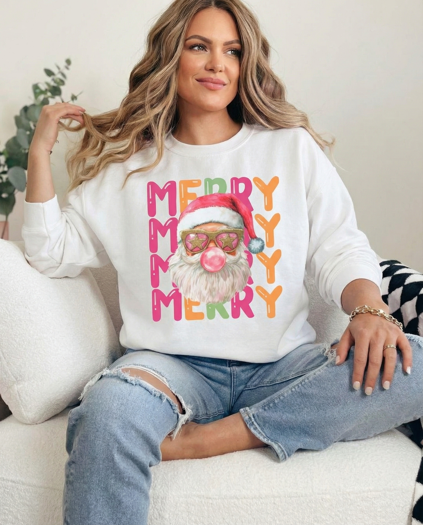 Merry Merry Bubblegum Santa Crewneck Sweater