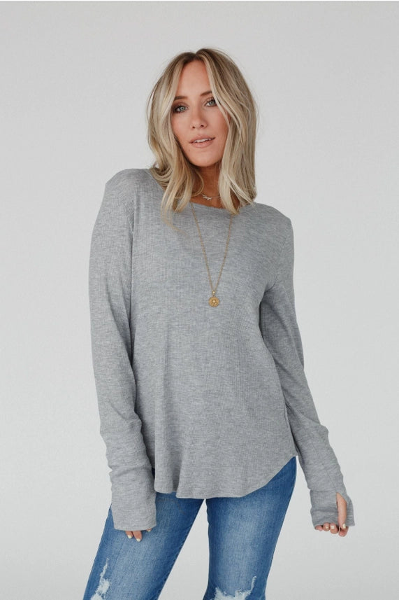 Jacqueline Long Sleeve Top - Heather Gray image 4
