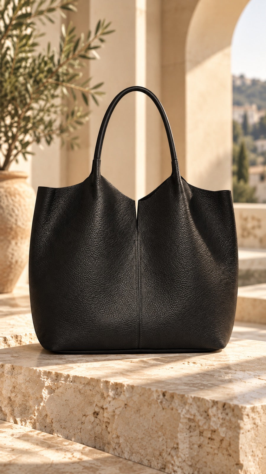 The LUCCA Leather Tote  Black