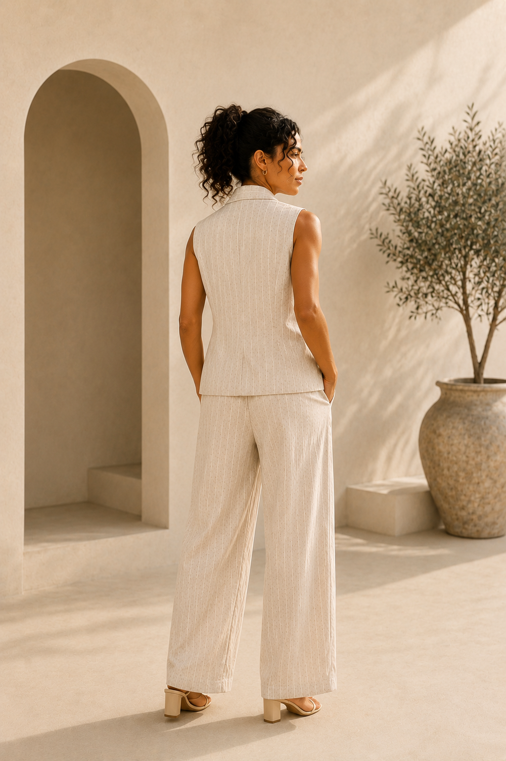 Positano Relaxed Linen Vest & Wide-Leg Pants Set | Made in Italy | Lemonade Boutique
