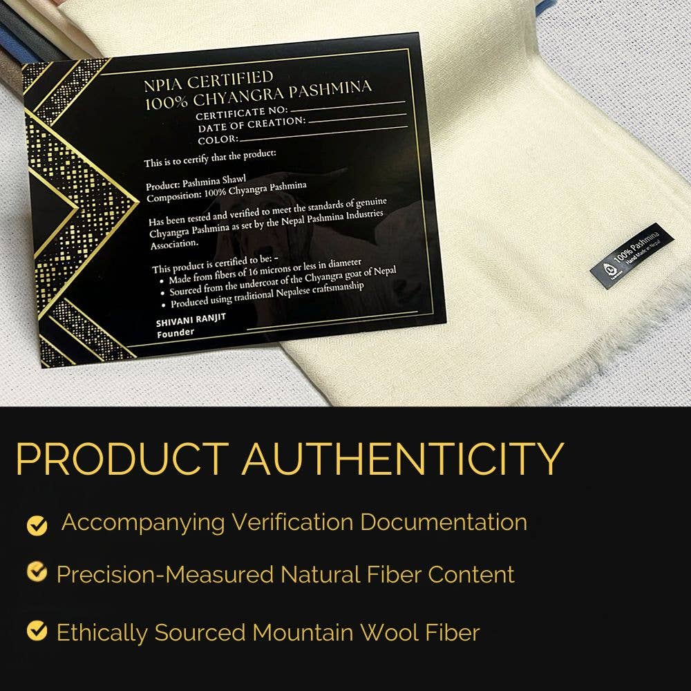 The Annapurna Cashmere Pashmina- Earth Tone Collection: Taupe