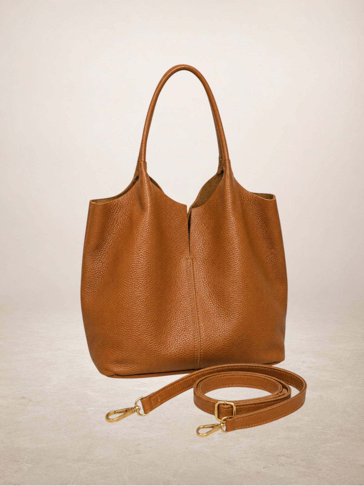 NERINA - Leather bag: Brown coffee