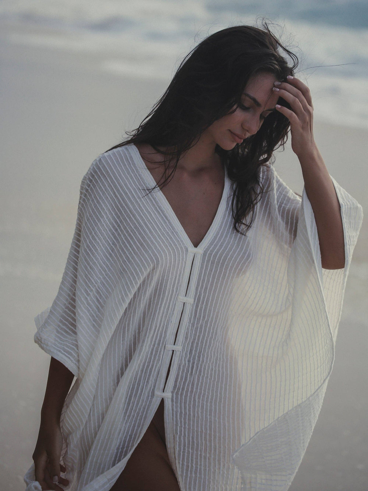 Ava Kimono - White Stripes: White Stripes / One Size