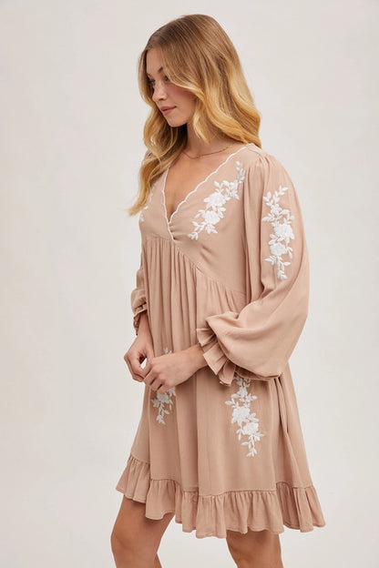 ALEXANDRA EMBROIDERED RUFFLED DRESS image 2