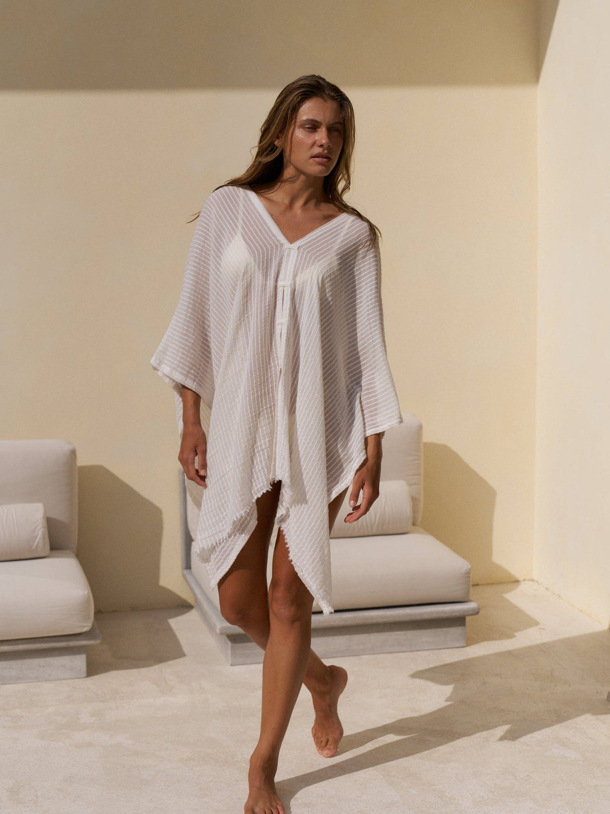 Ava Kimono - White Stripes: White Stripes / One Size