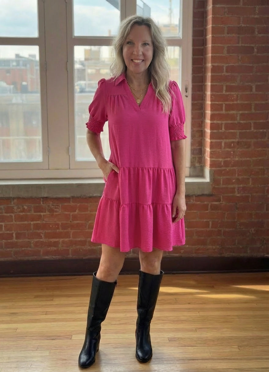 Johnny Collar Short Sleeve Mini Dress