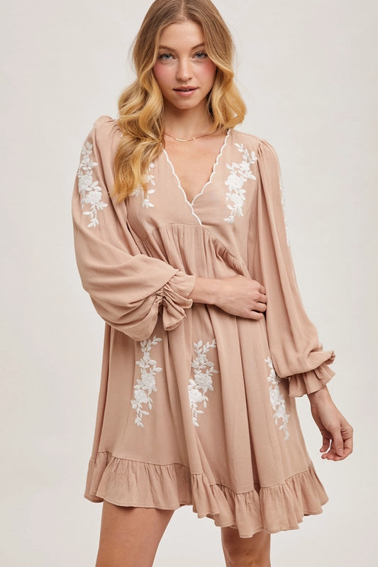 ALEXANDRA EMBROIDERED RUFFLED DRESS image 1