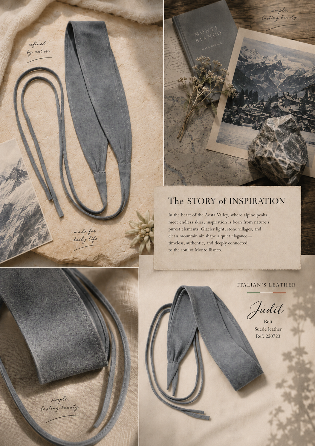 JUDIT - Suede leather sash belt: Black