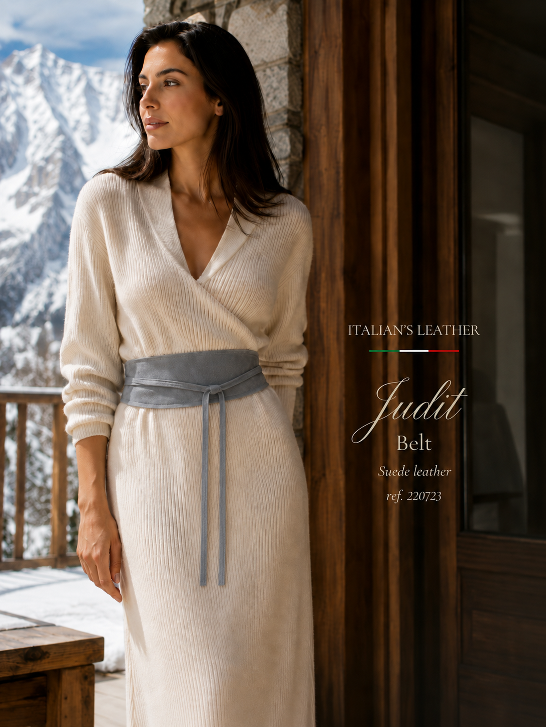 JUDIT - Suede leather sash belt: Black