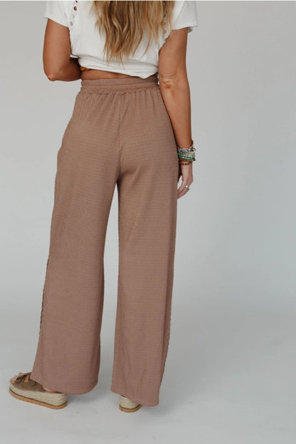 Loving Thoughts Textured Wide Leg Pants - Mocha image 3