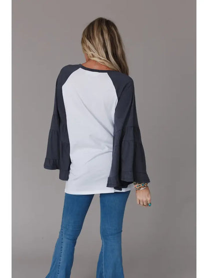 Bell Sleeve Baseball Tee - Charcoal