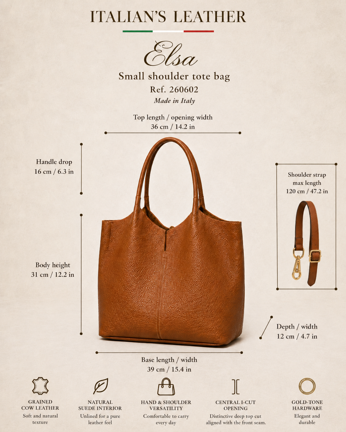 NERINA - Leather bag: Brown coffee