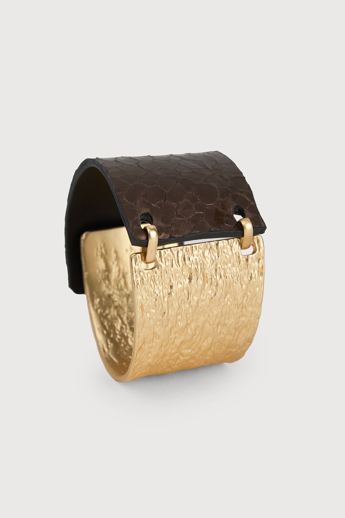 Textured Leather Bracelet: Gold