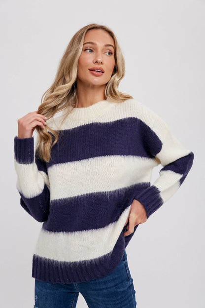 BELLA FUZZY STRIPE PULLOVER image 1