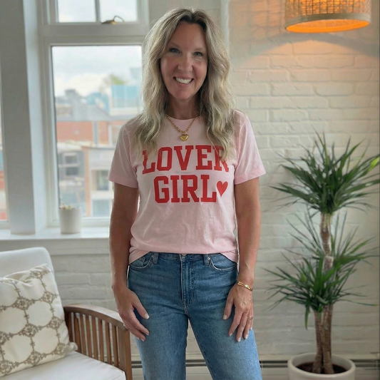 Lover Girl Valentine’s Day Graphic Tee – White & Red Heart T-Shirt