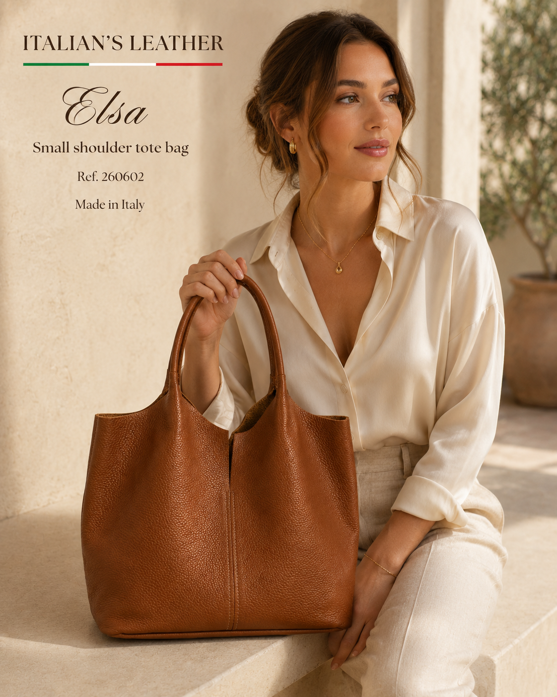 NERINA - Leather bag: Brown coffee