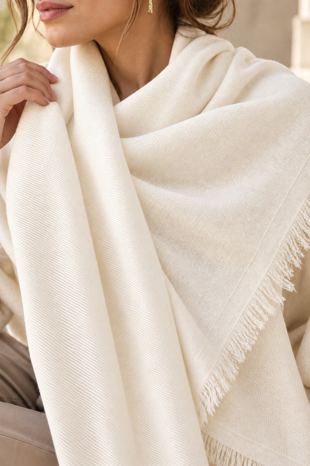 Cashmere & Silk Scarf — Ivory