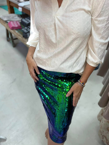 Green Sequin Half Length Skirt image 0