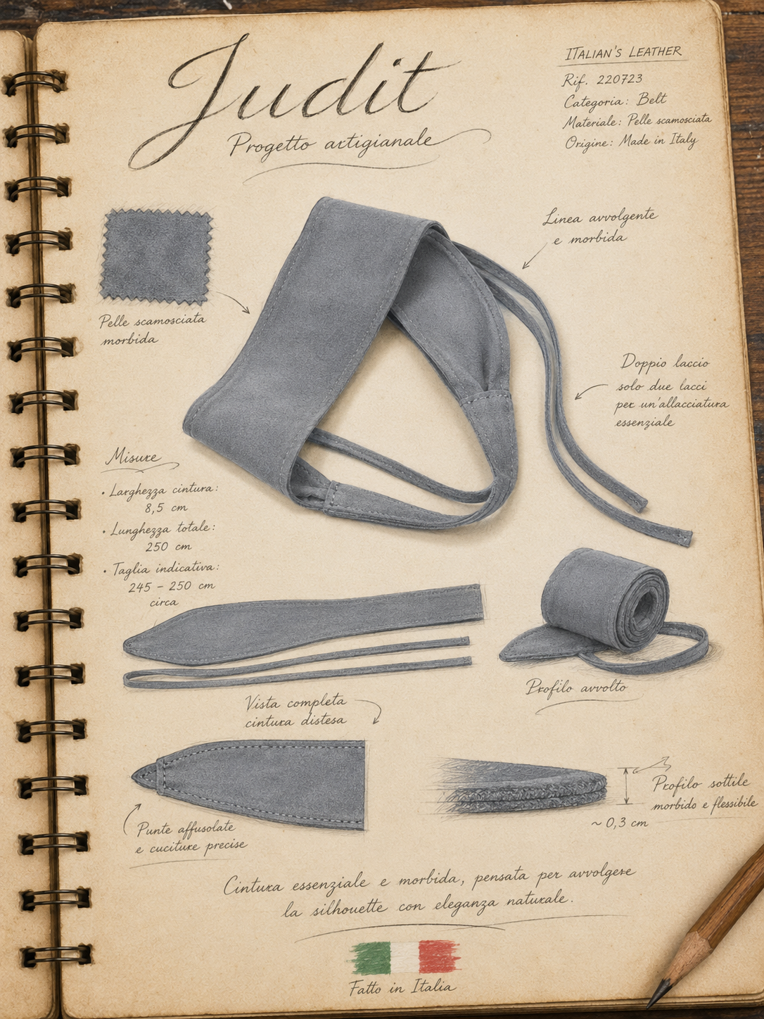 JUDIT - Suede leather sash belt: Taupe