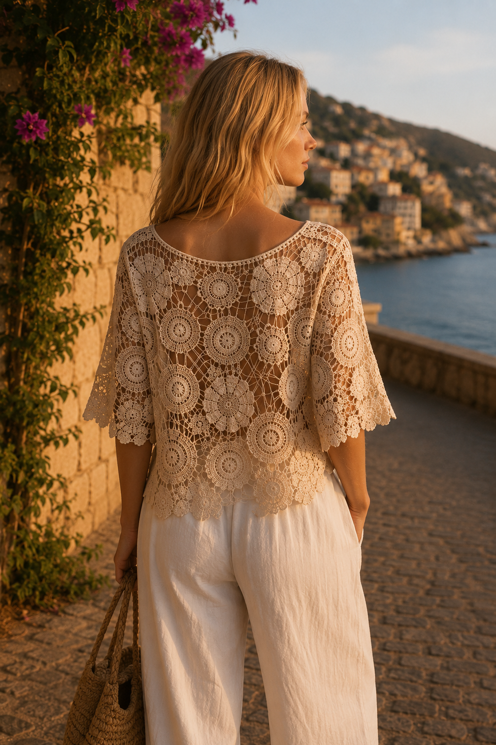 Italian Crochet Floral Top