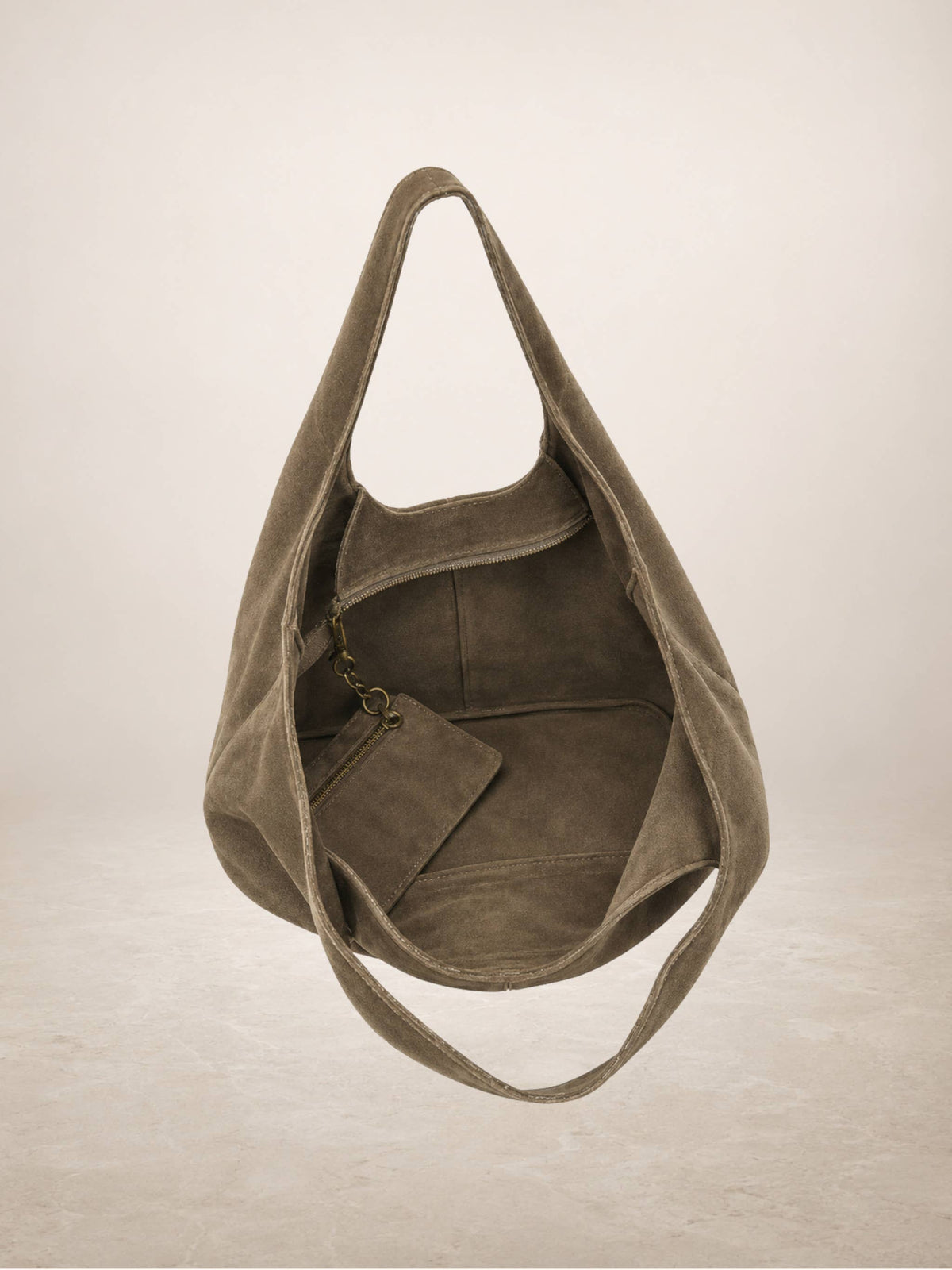 GIANNINA - Suede leather bag: Marron cafe
